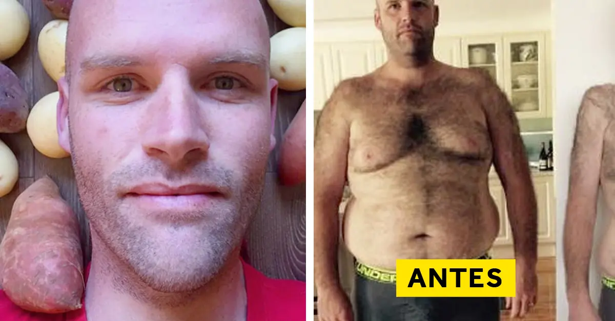 Un hombre muestra su transformación al comer sólo patatas durante 313 días sin parar