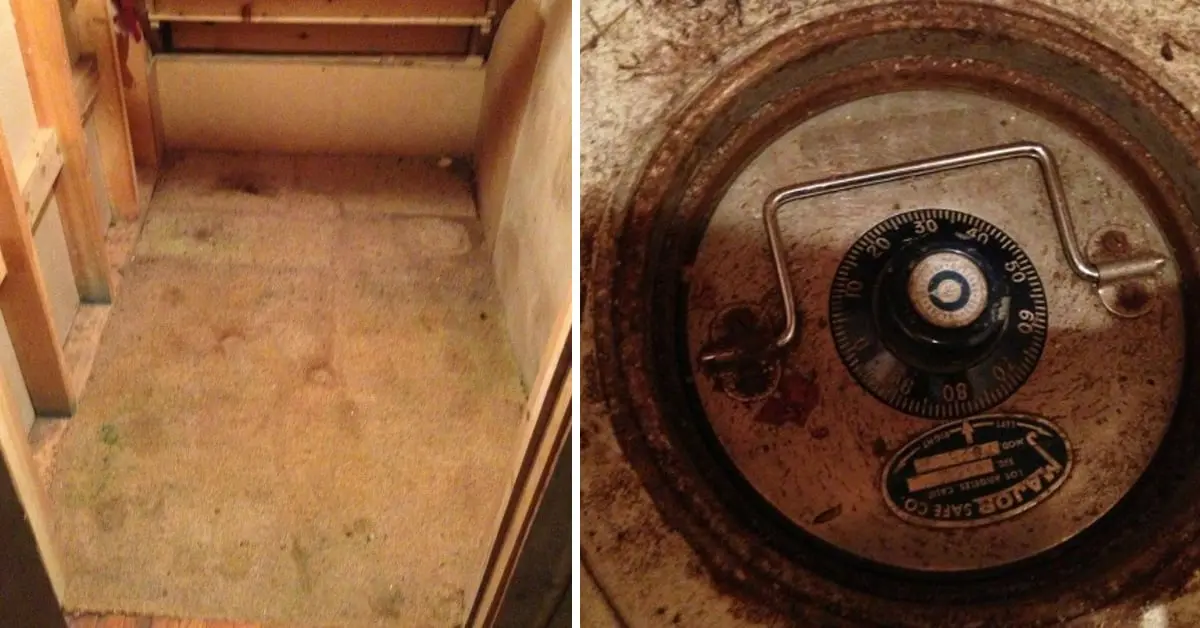 Tras morir sus abuelos, rasgó una vieja alfombra y se encontró una extraña caja fuerte oculta en el suelo