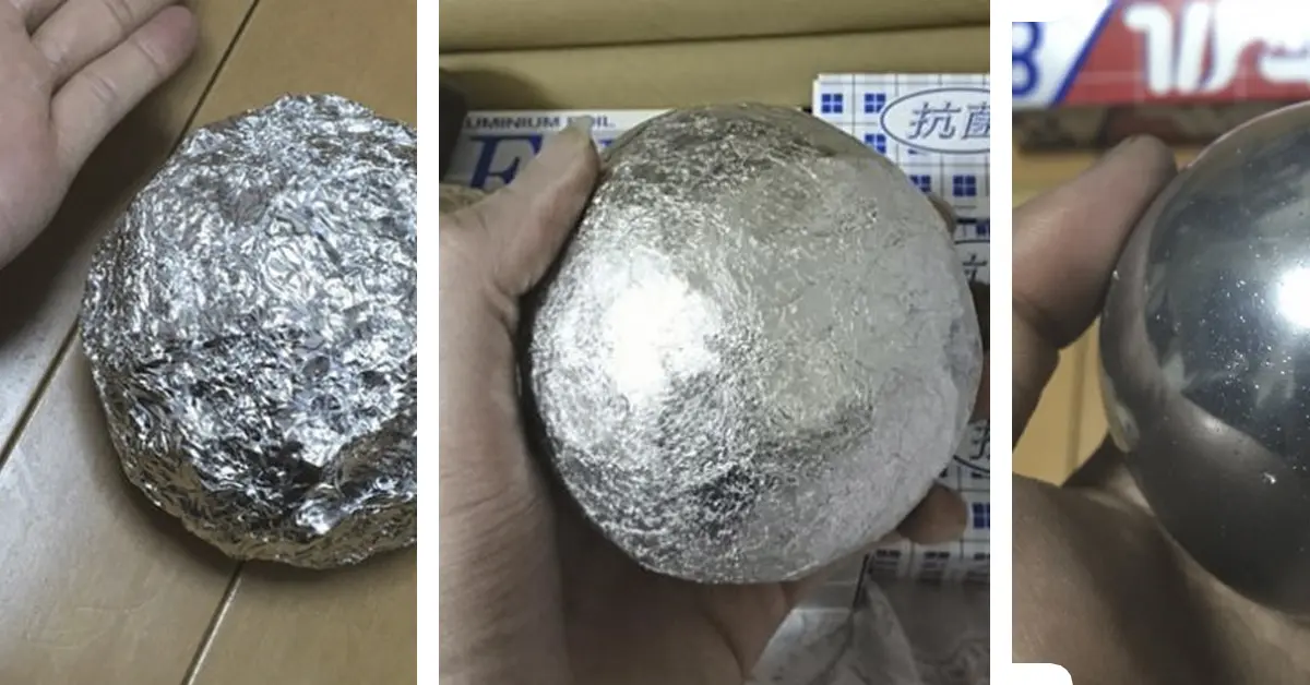 15 Imágenes del truco que están usando los japoneses para pulir bolas de papel de aluminio a la perfección