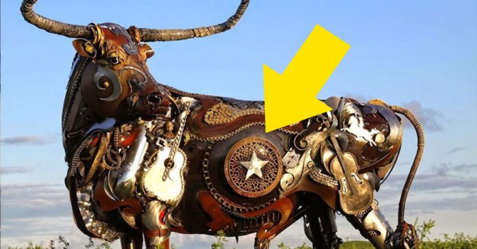 este artista crea impresionantes esculturas utilizando herramientas de granja banner