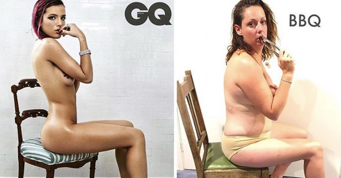 Una mujer se viraliza al imitar las fotos de las famosas para demostrar lo difícil que es posar como ellas 2 celeste imita famosas